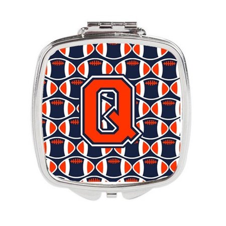 CAROLINES TREASURES Letter Q Football Orange, Blue and White Compact Mirror CJ1066-QSCM